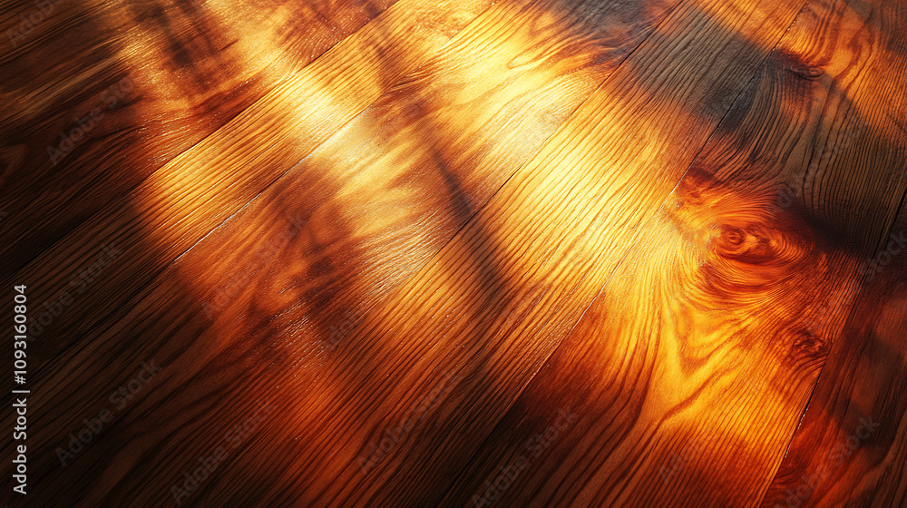 Poster warm wooden surface with bright reflections and intricate grain patterns, creating cozy and inviting