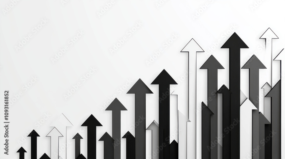 Aufkleber dynamic arrows in varying shades of black and gray symbolize growth and progress. this abstract desi