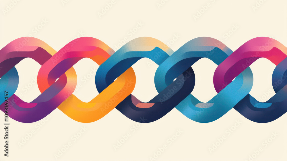 Poster interlinked arrows create infinite loops in vibrant graphic design, showcasing blend of colors like 