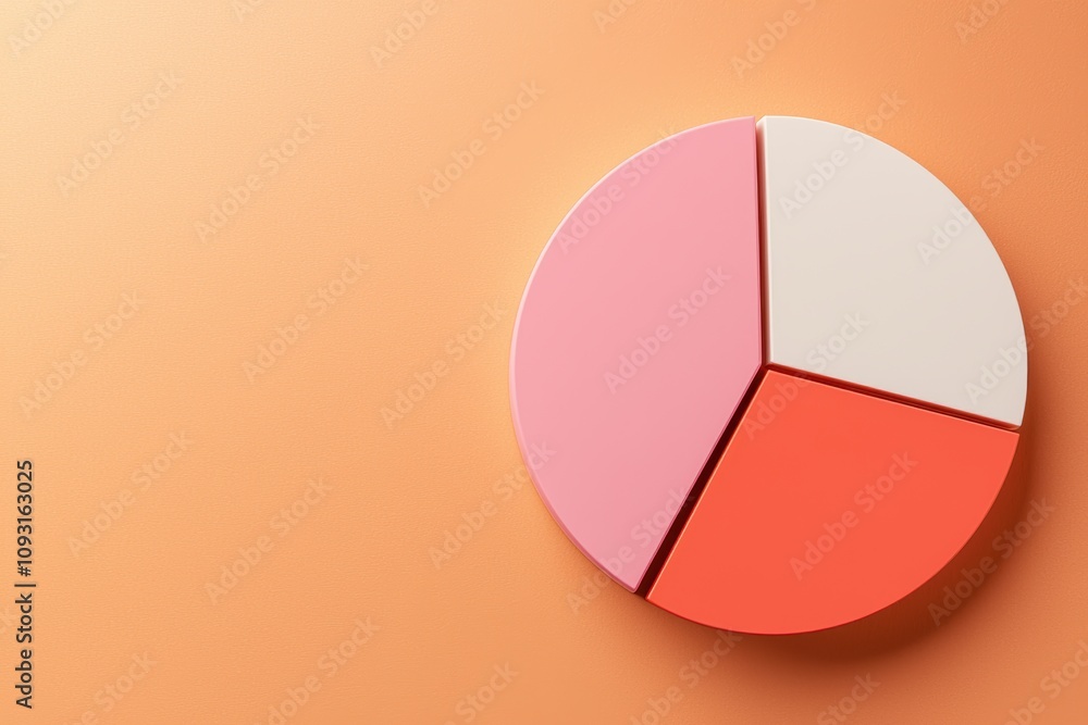 Poster market value in the stocks marketplace concept. a colorful pie chart divided into three sections sit