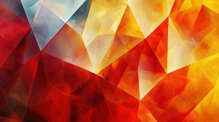 An abstract geometric background with bold triangular patterns in shades of red, orange, and gold. The sharp lines and dynamic design exude energy and modernity. Perfect for contemporary and 