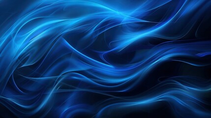 Obraz premium Abstract blue waves with flowing light patterns create a tranquil and dynamic visual effect.