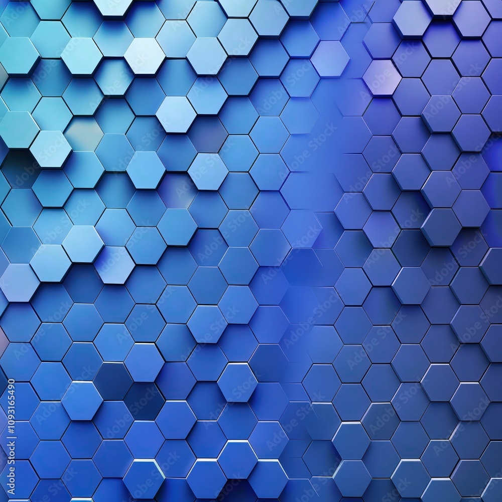 Poster abstract blue hexagonal pattern with a seamless, modern design.