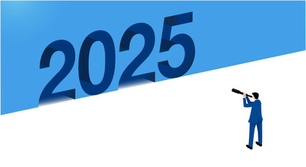 未来への展望：2025年を見据えたビジネスコンセプトイラスト、ベクター