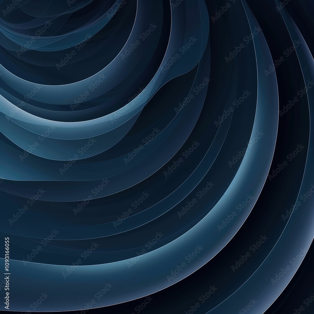 Poster abstract swirling pattern in deep blue tones, creating a sense of depth and movement.