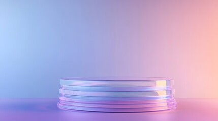 Minimalist stage with soft hues and copy space