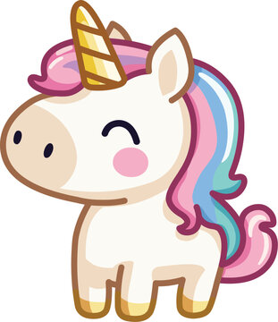 Cute baby unicorn in a kawaii style