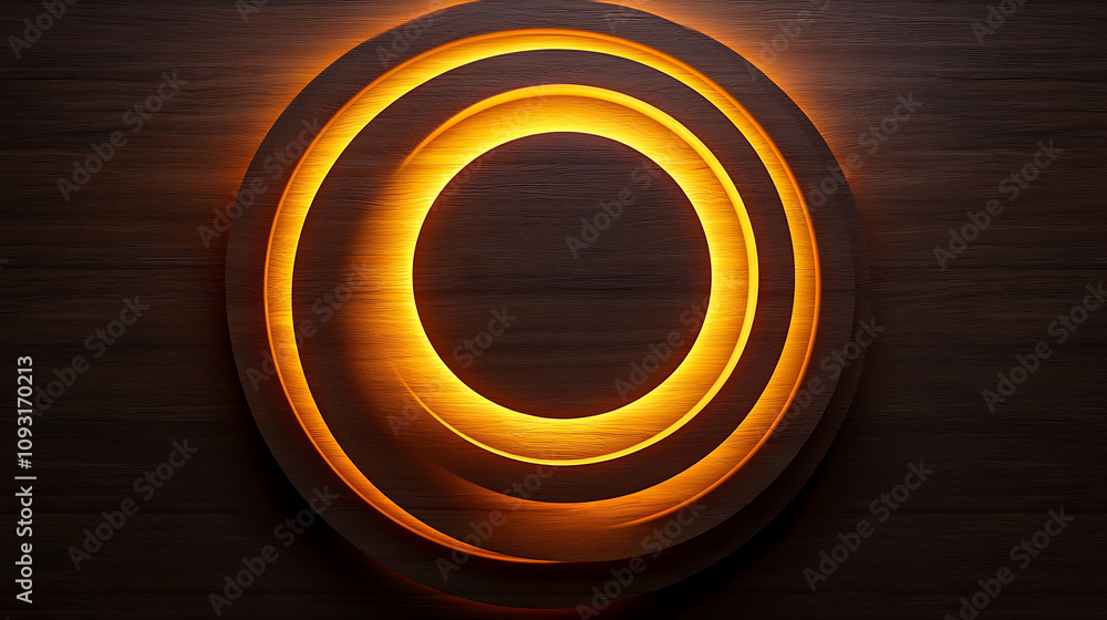 Poster modern design featuring concentric circles illuminated with warm light, creating striking visual eff