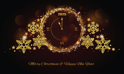 Christmas background with Shining Snowflakes. Christmas Greeting Card and Happy New Year Invitation. Christmas tree background with shining snowflakes, stars. Vector illustration