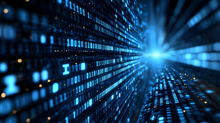 3D Abstract Background Binary Code Data Stream Illustration