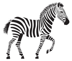 Obraz premium Zebra cartoon isolated on white background, Cartoon zebra silhouette icon