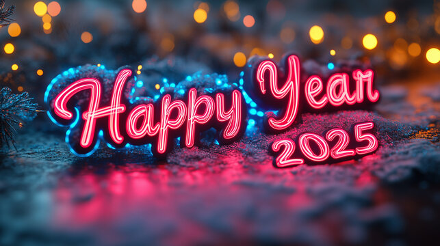 Text Happy New Year and Merry Christmas, banner, copy space, pink theme