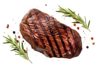 Grilled steak meat on transparent background