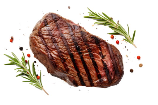 Grilled steak meat on transparent background