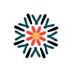 Abstract Floral Mandala Design with Geometric Symmetry - SVG