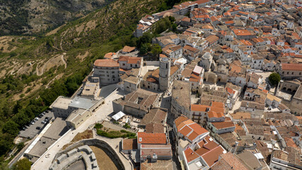 Aerial view of the Sanctuary of Saint Michael the Archangel located in Monte Sant'Angelo, in the...