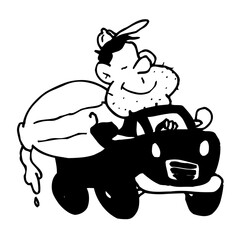 illustrations de personnages en situation professionnelle, métiers du batiment, lignes et traits en noir et blanc, pour utilisations diverses