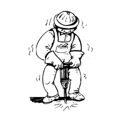 illustrations de personnages en situation professionnelle, métiers du batiment, lignes et traits en noir et blanc, pour utilisations diverses