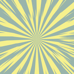 Obraz premium Pop art radial colorful comics book magazine cover. Striped orange digital background. Cartoon funny retro pattern strip mock up. Vector halftone illustration. Sunburst, starburst shape.