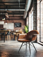 Brown chair near a window