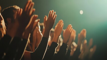 Celebrating Together: Hands Raised in Unity