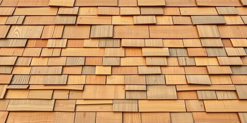 Fototapeta premium A neat stack of wooden shingles on a spacious surface, perfect for showcasing promotional text or marketing content, background, texture