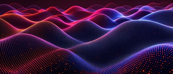 red purple glowing mesh waves