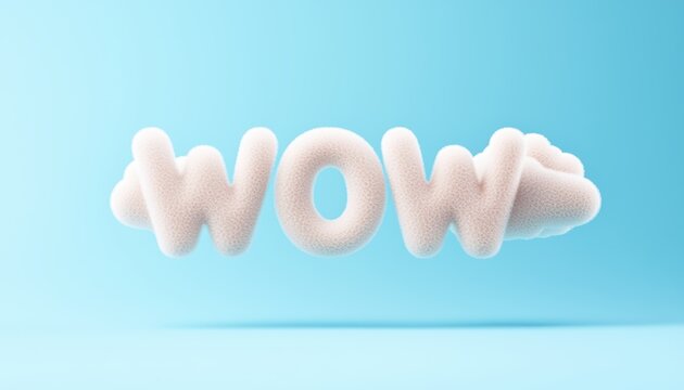 Cloudformed wow text in vibrant clear sky minimalistic and cheerful design ideal for positivitythemed branding concepts