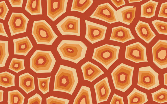 Abstract modern turtle shell seamless pattern. Animals trendy background. Orange decorative vector illustration for print, fabric, textile. Modern ornament of stylized skin.