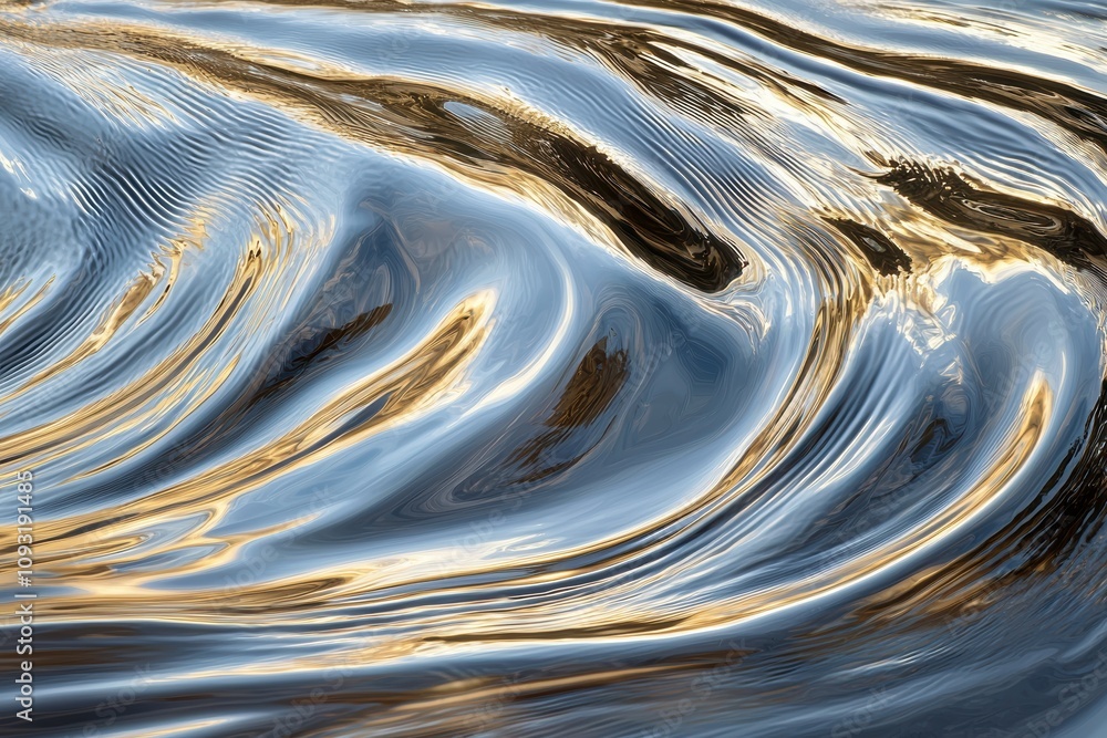 Aufkleber dynamic waves of translucent silver and blue flowing harmoniously, creating a mesmerizing abstract c