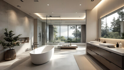 Sleek Washroom Design: High-Resolution Interior with Modern Fixtures and Elegant Features