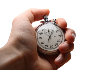 Male hand holding stopwatch