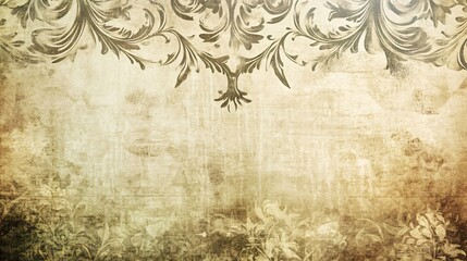 Great floral ornament on grunge background creating a vintage design