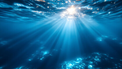 Naklejka premium Serene Underwater Photography: Peaceful Ocean Scene with Beautiful Marine Life