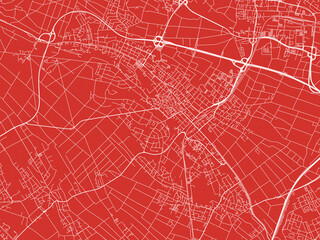 Christmas Map of Oberursel, Germany in Snowy White on Festive Red Background.