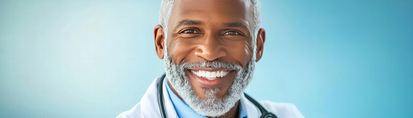 Smiling doctor portrait healthcare facility professional photo bright environment close-up view health awareness