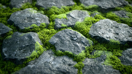 3D Mossy Stones Texture Background