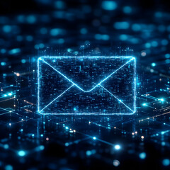 3D Illustration Digital Email Envelope Technology Background