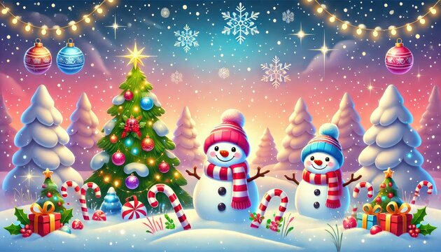 Christmas Wonderland, merry snowy landscape