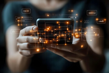 Fototapeta premium Photo - Technology Network Data Connection Mobile Phone