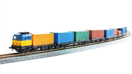 Obraz premium Colorful Cargo Train on Railway Track