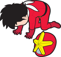 挫折する男性特撮ヒーロー