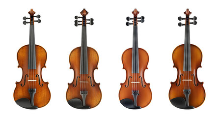 Fototapeta premium Set of Isolated Violins on Transparent Background