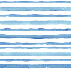 Seamless pattern with blue watercolor stripes. Hand painted brush strokes, striped background, brush strokes. 