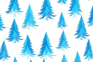 Obraz premium Seamless pattern with blue Christmas trees, vector, spline trees, white background