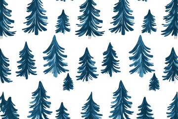 Obraz premium Seamless pattern with blue Christmas trees, vector, spline trees, white background