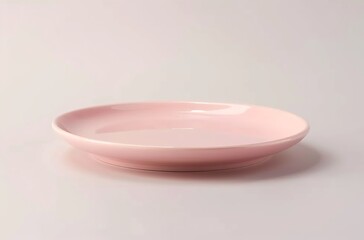  A pink ceramic plate on a grey background, product photography, studio lighting, minimalistic bowl and spoon on white cosmetic cream on a white background