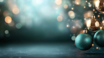 Fototapeta premium Shimmering Holiday Ornaments Hanging Against a Beautifully Blurred Background of Festive Lights for a Perfect Christmas Celebration Atmosphere