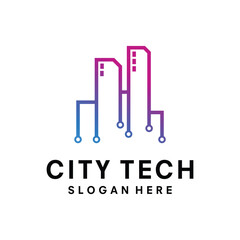Tech city symbol logo icon design illustration vector