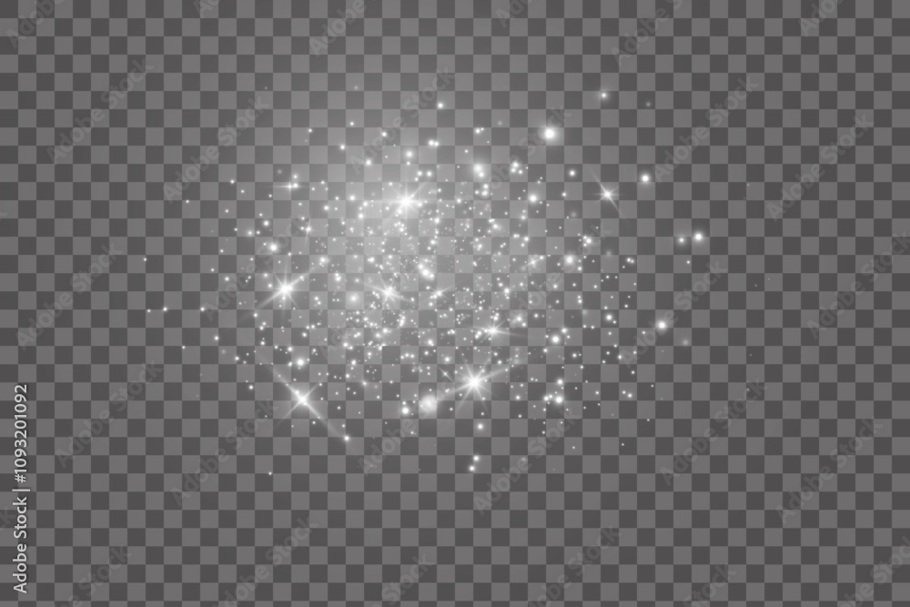 Aufkleber Glowing light effect with many glitter particles isolated on transparent background. Vector starry cloud with dust. Magic christmas decoration